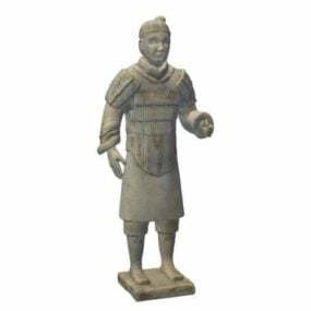 Estatua del antiguo guerrero chino modelo 3d