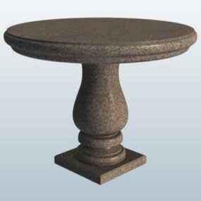 Table de jardin ronde en pierre modèle 3D