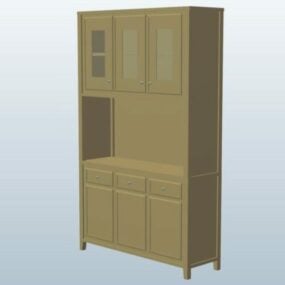 直腿厨房木制3d模型