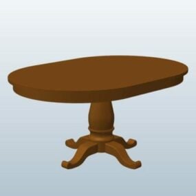 Straight Leg Round Wood Table 3d model