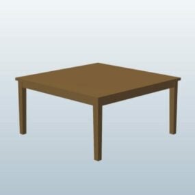 Wooden Straight Leg Square Table 3d model
