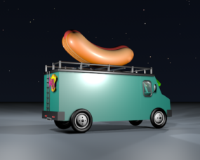 Cartoon Street Food On Van 3d model