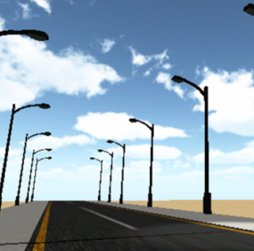 תאורת רחוב עם דגם תלת מימד של כביש