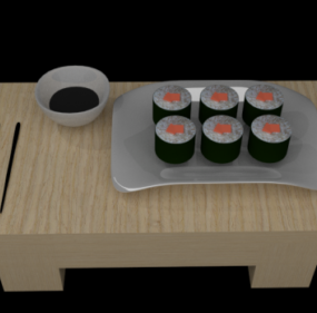 مجموعة طعام السوشي نموذج ثلاثي الأبعاد