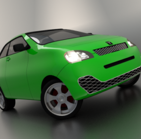 Modelo 3d de coche sedán verde