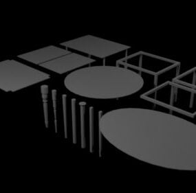 Tabel verschillend gevormd pakket 3D-model