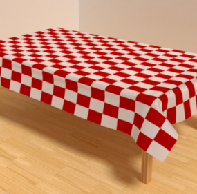 Mesa com toalha de mesa Modelo 3D