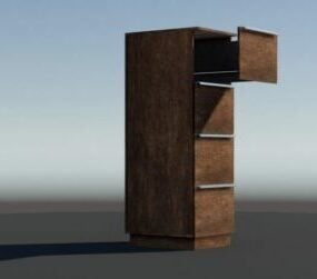 Tall Wooden Cabinet 3d model