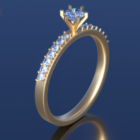 Golden Crowned Ring With Diamond V1