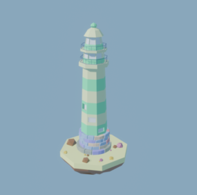 Ancient Rock Lighthouse Building 3d model