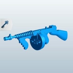 Thompson Submachine Gun Lowpoly 3D-modell