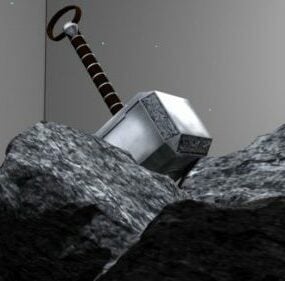 Mô hình 3d Thor Mjolnir trên đá