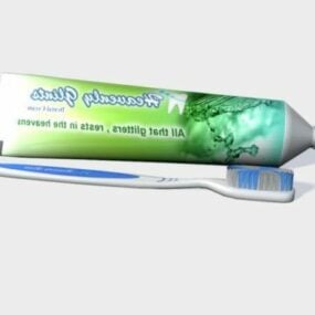 Zubní pasta s kartáčkem 3D model