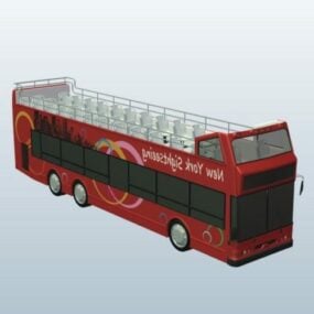 Turistbuss 3d-modell med åpent tak