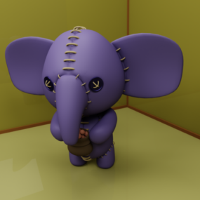 Modello 3d del giocattolo farcito dell'elefante