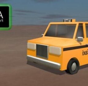 Tecknad Taxi Low Poly 3d-modell