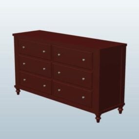 Traditional Drawer Dresser Wooden 3d model