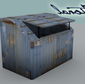 Rustic Trash Container 3d model