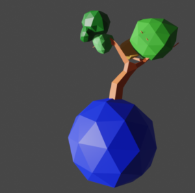 Tree On Circle Lowpoly 3d model