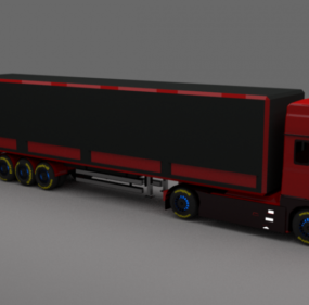 Modello 3d di camion rosso pesante