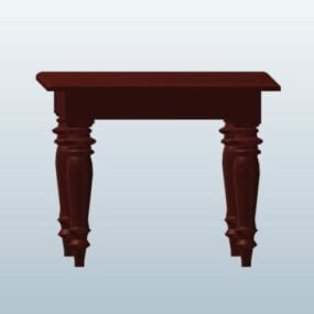 3д модель мебельного прямоугольного стола с точеными ножками