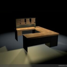 U Shaped Table Workstation 3d model