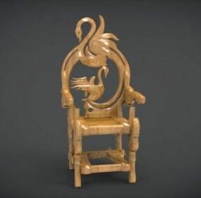 Unique Wooden Carved Chair 3d model