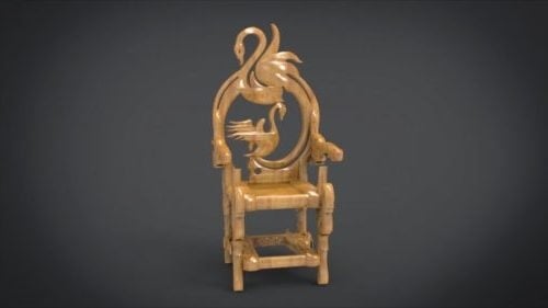 Unieke houten gesneden stoel