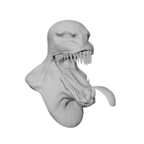 Modello 3d della scultura della testa di veleno