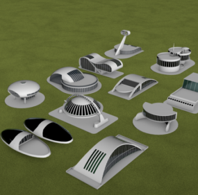 Sci-fi City Buildings 3d model