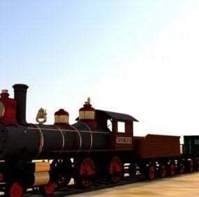 Model 3D lokomotywy parowej kolejowej