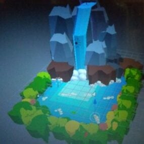 Cartoon-Wasserfall-Szene 3D-Modell