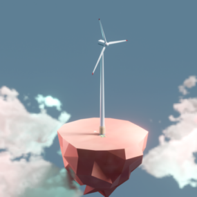 Větrná turbína kreslený 3D model