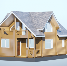 Detached House With Garage 3d model