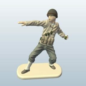 Ww2 شخصية جندي رمي قنبلة يدوية V1 نموذج ثلاثي الأبعاد
