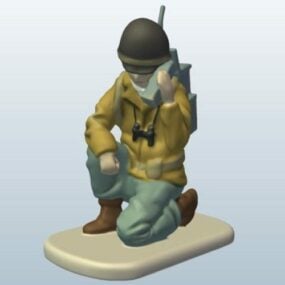 Telefonlu İkinci Dünya Savaşı Askeri 3D modeli