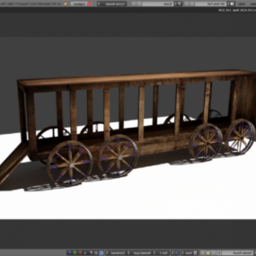 3D-Modell eines Vintage-Holzwagens