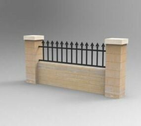 Wall With Iron Fence 3d model