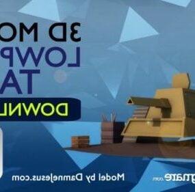 गेमिंग युद्ध टैंक Lowpoly 3d मॉडल