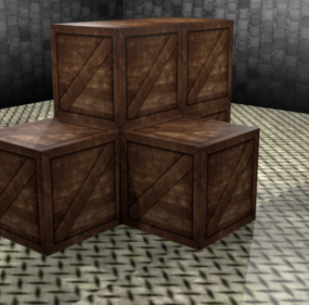 Caja de almacén de madera antigua modelo 3d
