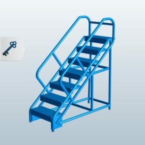 3д модель внутренней лестницы со стеклянными перилами