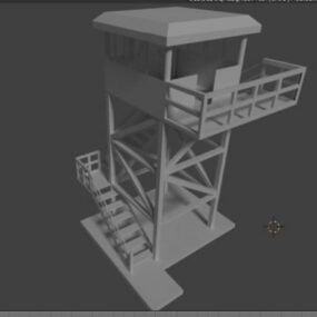 3D-Modell des hölzernen Wachturms der Armee