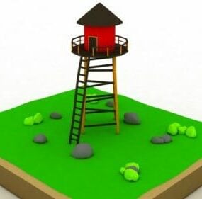 Water Tank Cartoon Building 3d model