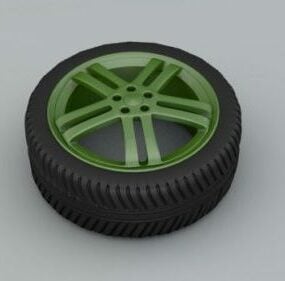 نموذج العجلة ذات الحافة الخضراء ثلاثي الأبعاد
