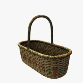 Basket With Bread 3d model
