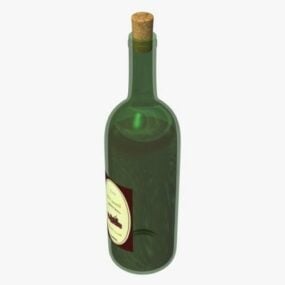 Model 3D zwykłej szklanej butelki wina