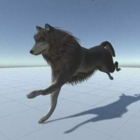 Divoký vlk běží Rigged 3D model