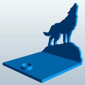 オオカミのハウリングムーンの印刷可能な 3D モデル