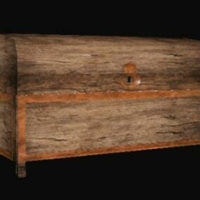 Old Wood Treasure Box 3d model