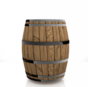 Round Wooden Barrel 3d model